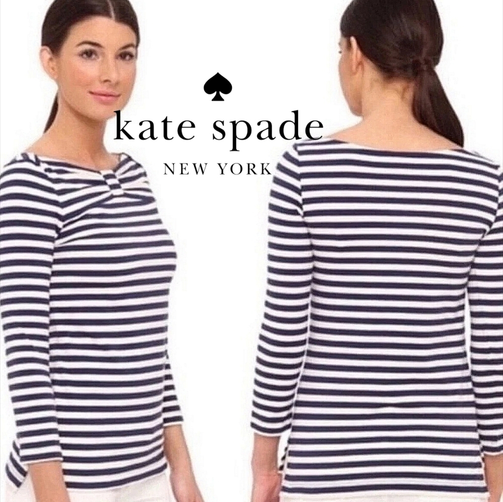 kate spade Navy & White Striped Boatneck Top